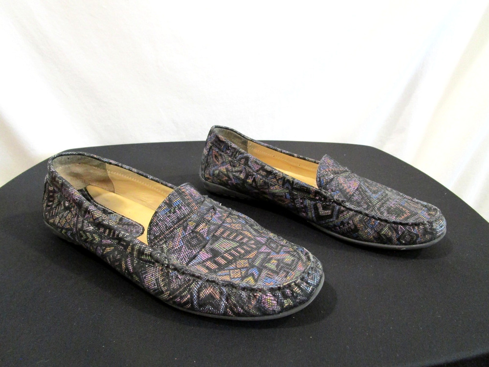 VANEli Purple Black Iridescent Geometric Print Suede Loafers Women 11 M